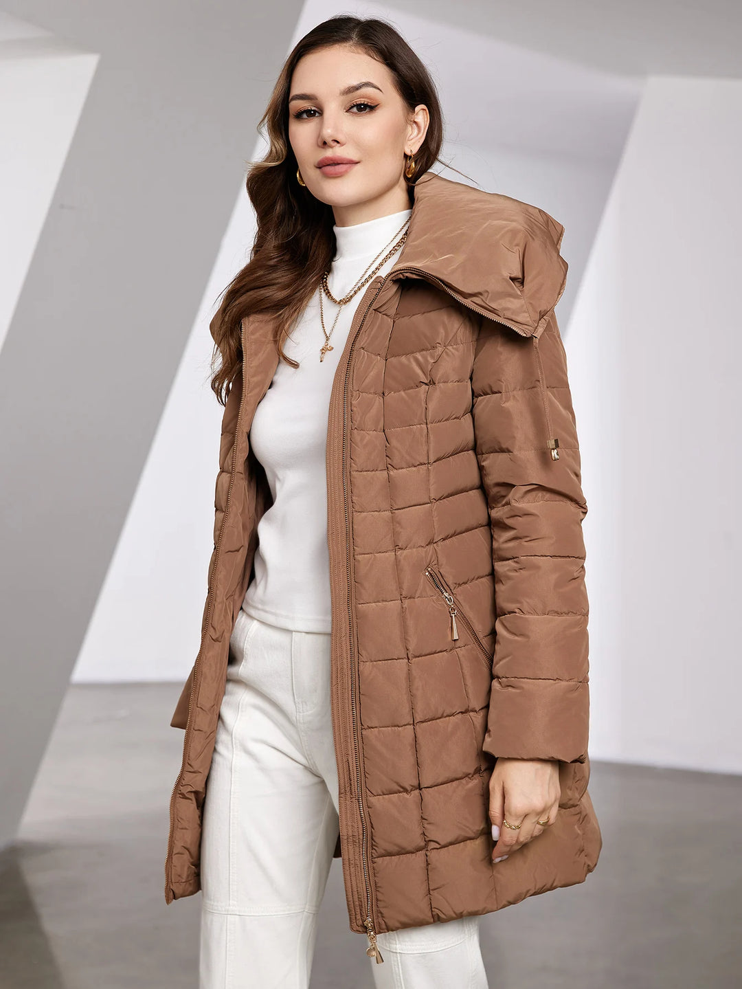 Nordelle | Women's Quilted Puffer Coat with Belt