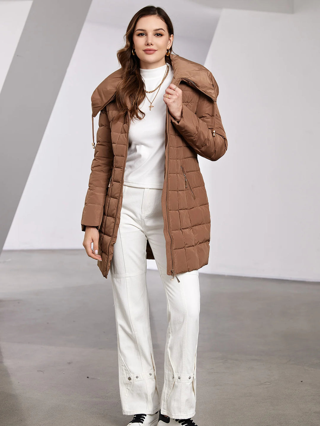 Nordelle | Women's Quilted Puffer Coat with Belt