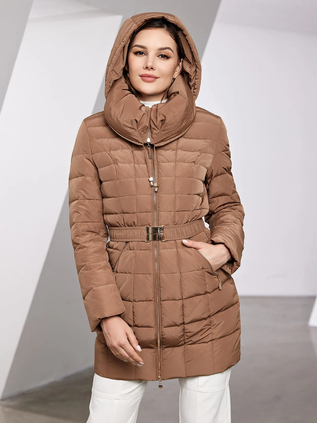 Nordelle | Women's Quilted Puffer Coat with Belt