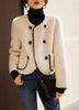 Elara | Women's Beige Wool Patchwork Coat