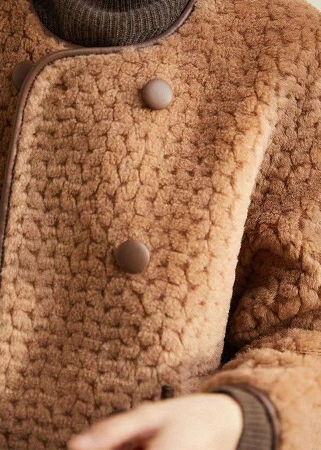 Elara | Women's Beige Wool Patchwork Coat