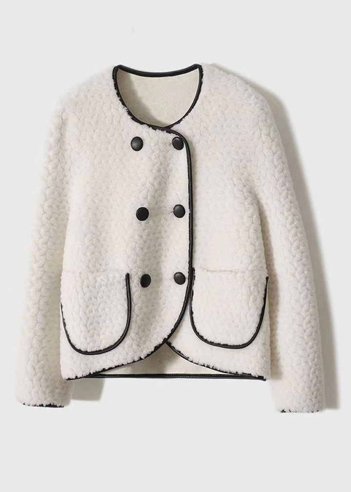 Elara | Women's Beige Wool Patchwork Coat