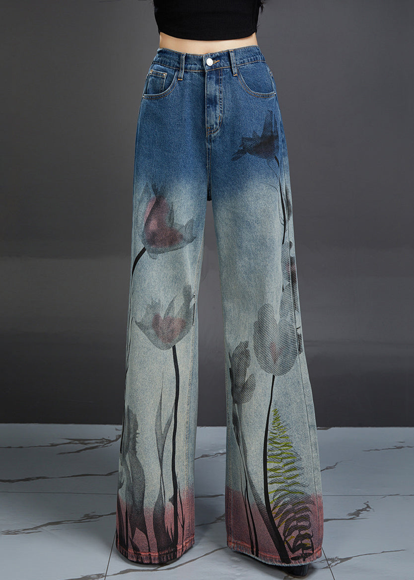 Evelyn | High Waist Printed Denim Pants