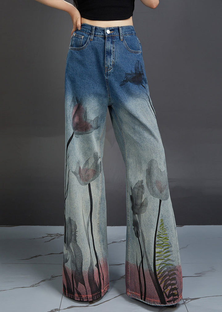 Evelyn | High Waist Printed Denim Pants