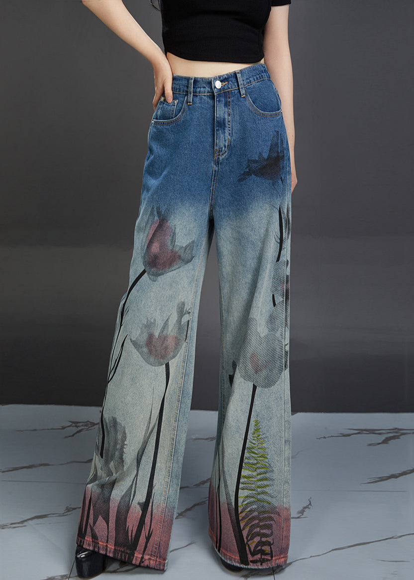 Evelyn | High Waist Printed Denim Pants