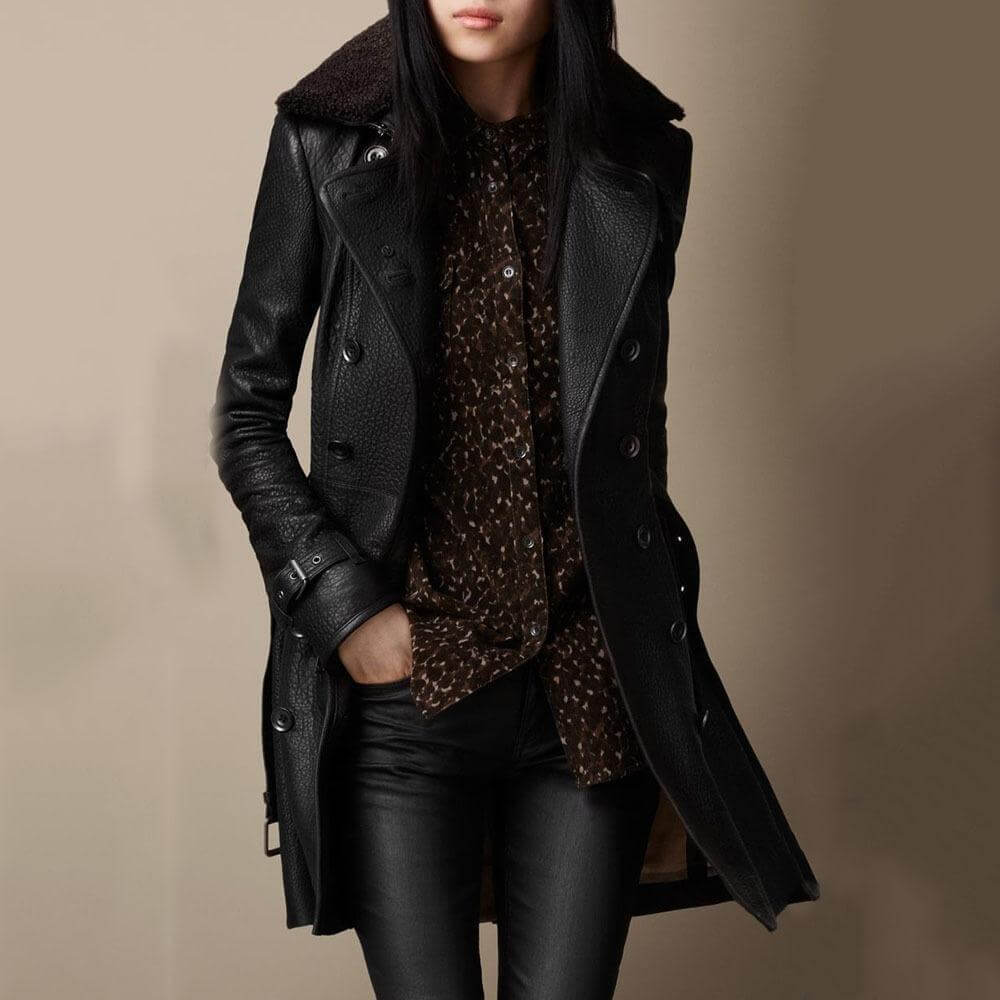 Ava - Luxurious Leather Trench Coat