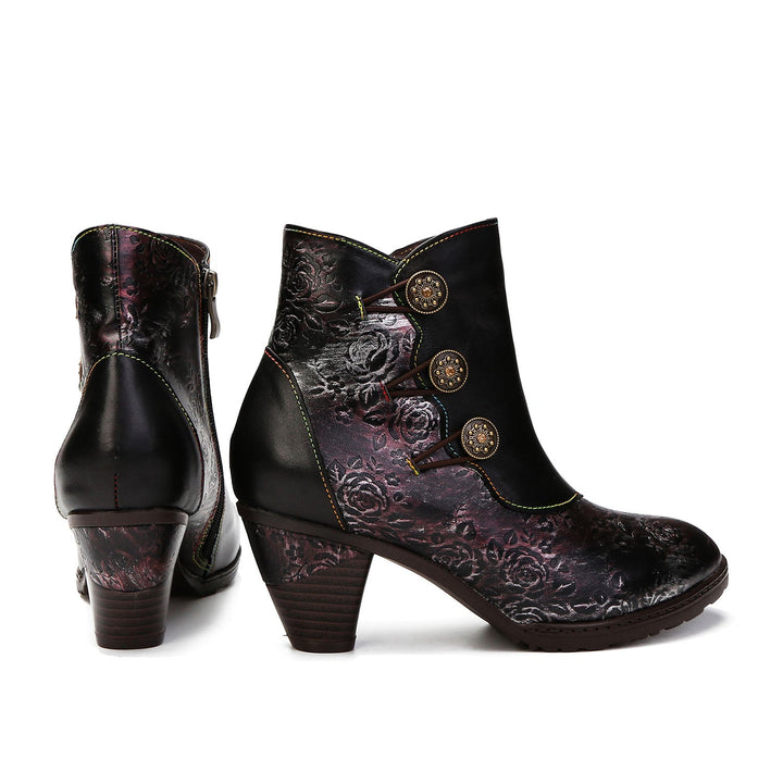 BlossomStep | Retro Floral Handcrafted Leather Boots