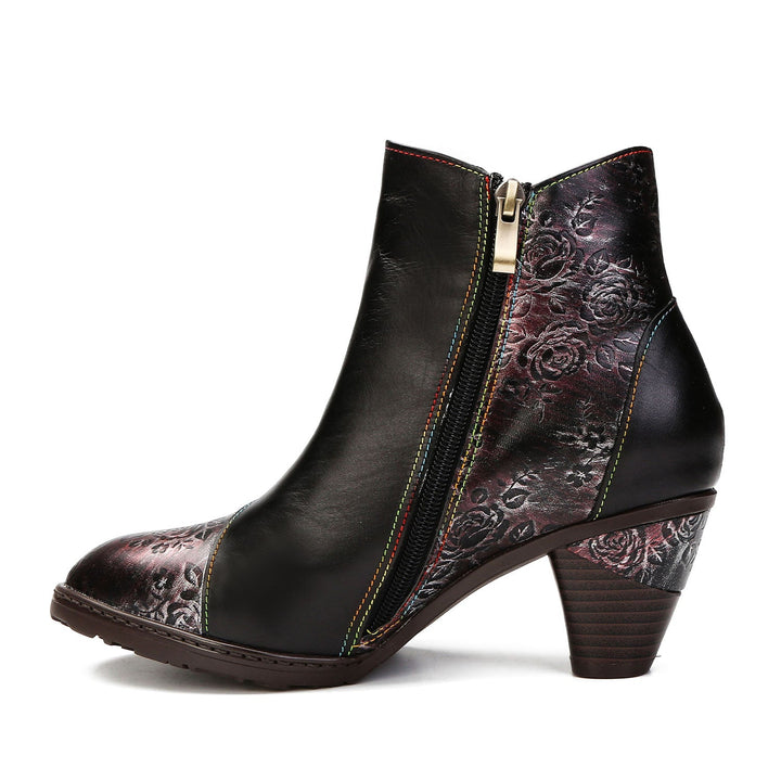 BlossomStep | Retro Floral Handcrafted Leather Boots