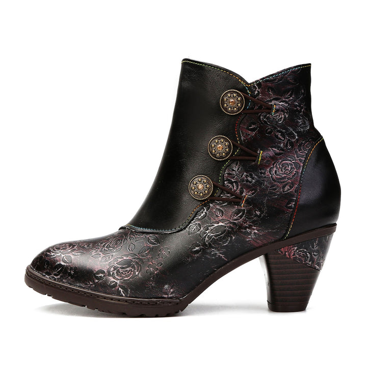 BlossomStep | Retro Floral Handcrafted Leather Boots