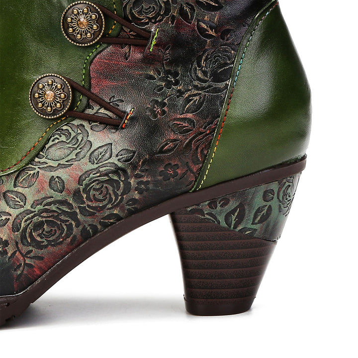 BlossomStep | Retro Floral Handcrafted Leather Boots