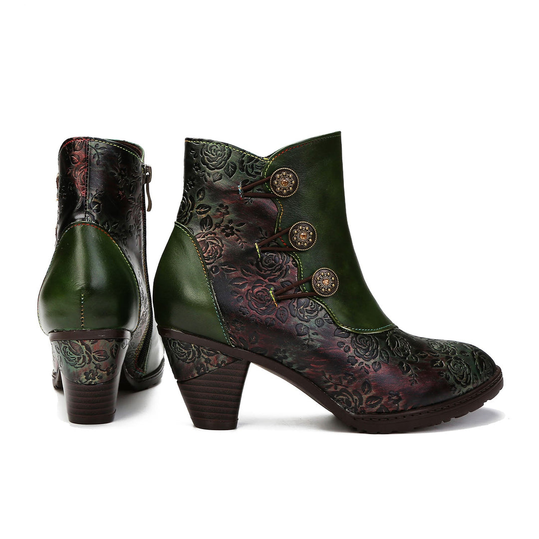 BlossomStep | Retro Floral Handcrafted Leather Boots