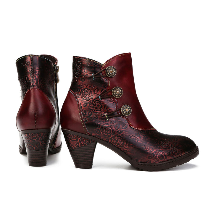 BlossomStep | Retro Floral Handcrafted Leather Boots