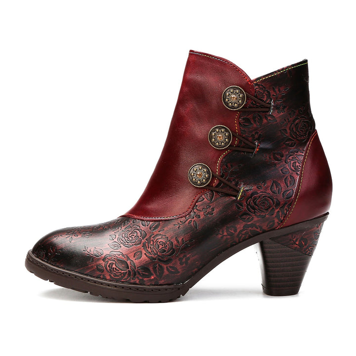 BlossomStep | Retro Floral Handcrafted Leather Boots