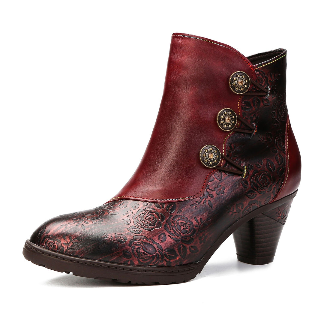 BlossomStep | Retro Floral Handcrafted Leather Boots