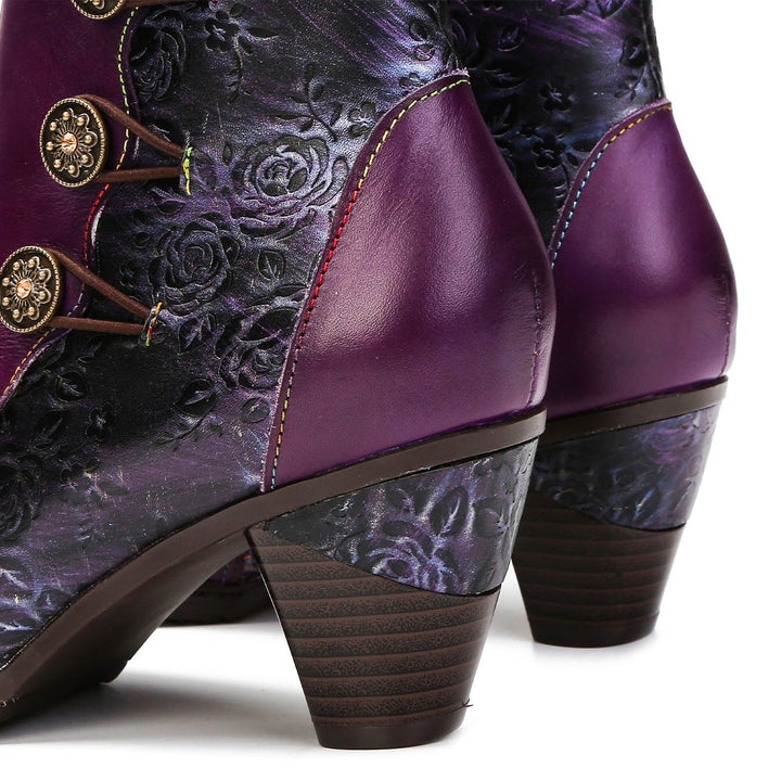 BlossomStep | Retro Floral Handcrafted Leather Boots