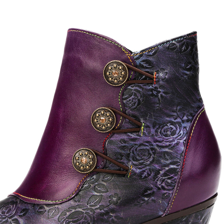 BlossomStep | Retro Floral Handcrafted Leather Boots