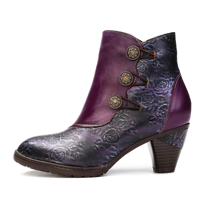 BlossomStep | Retro Floral Handcrafted Leather Boots